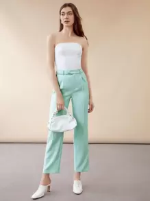 MOTF PREMIUM PANTALONES DE TRAJE CROPPED - verde menta - Ver 6