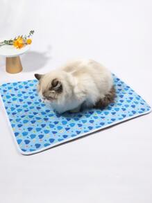1pc Heart Print Pet Crate Mat - Blue - View 3