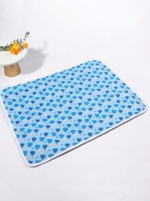 1pc Heart Print Pet Crate Mat - Blue - View 4