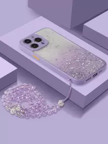 1 PC Clear Sequin Decor Vỏ điện thoại TPE có dây buộc - Nhiều màu - Xem 1