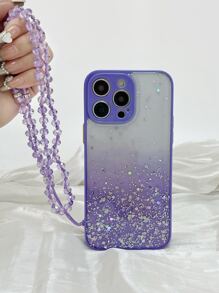 1 PC Clear Sequin Decor Vỏ điện thoại TPE có dây buộc - Nhiều màu - Xem 3