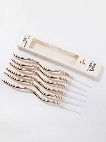 6 件套蜡蛋糕蜡烛，创意纯色扭曲蛋糕蜡烛，适合生日派对、返校节、情人节