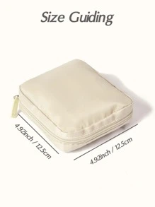 1 件装卫生巾收纳袋便携式小袋大容量，简约风格，防水面料，用于存放卫生巾、护垫和卫生棉条，波西米亚风 - 杏色 - 查看 4