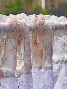 1入組滌綸窗幔歐式花卉圖案窗簾帷幔適用於客廳臥室 - 彩色 - 查看 2