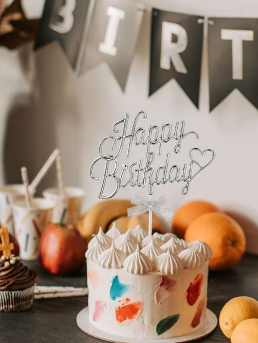 1pc Plastic Cake Topper, Slogan Design Cake Top Decoration For Birthday Party