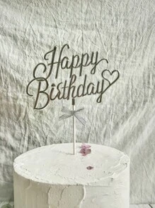 1pc Plastic Cake Topper, Slogan Design Cake Top Decoration For Birthday Party