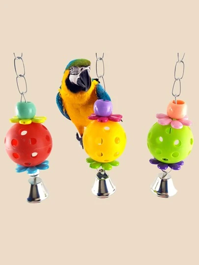 1入組懸掛鈴鐺裝飾隨機鸚鵡玩具