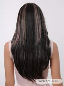 HAIRCUBE 26 英寸長深棕色高光假髮女式鋼琴色假髮日常合成長捲髮假髮 - 間色 - 查看 2