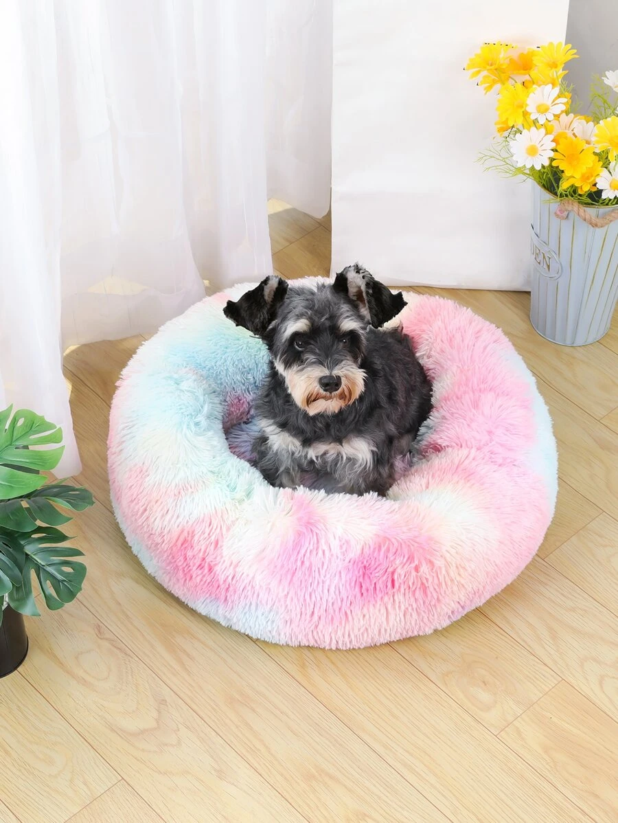 1pc Plush Ombre Pet Bed - Multicolor - View 1