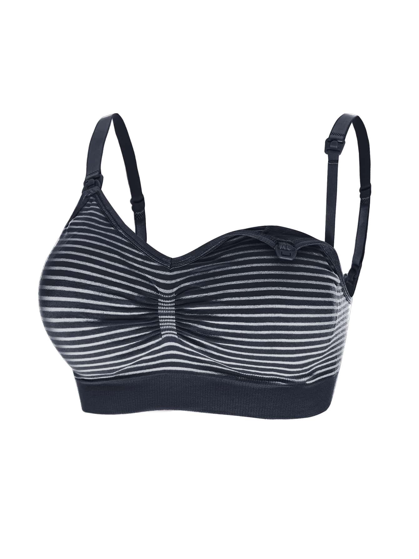 孕婦2入組條紋圖案前收褶哺乳內衣