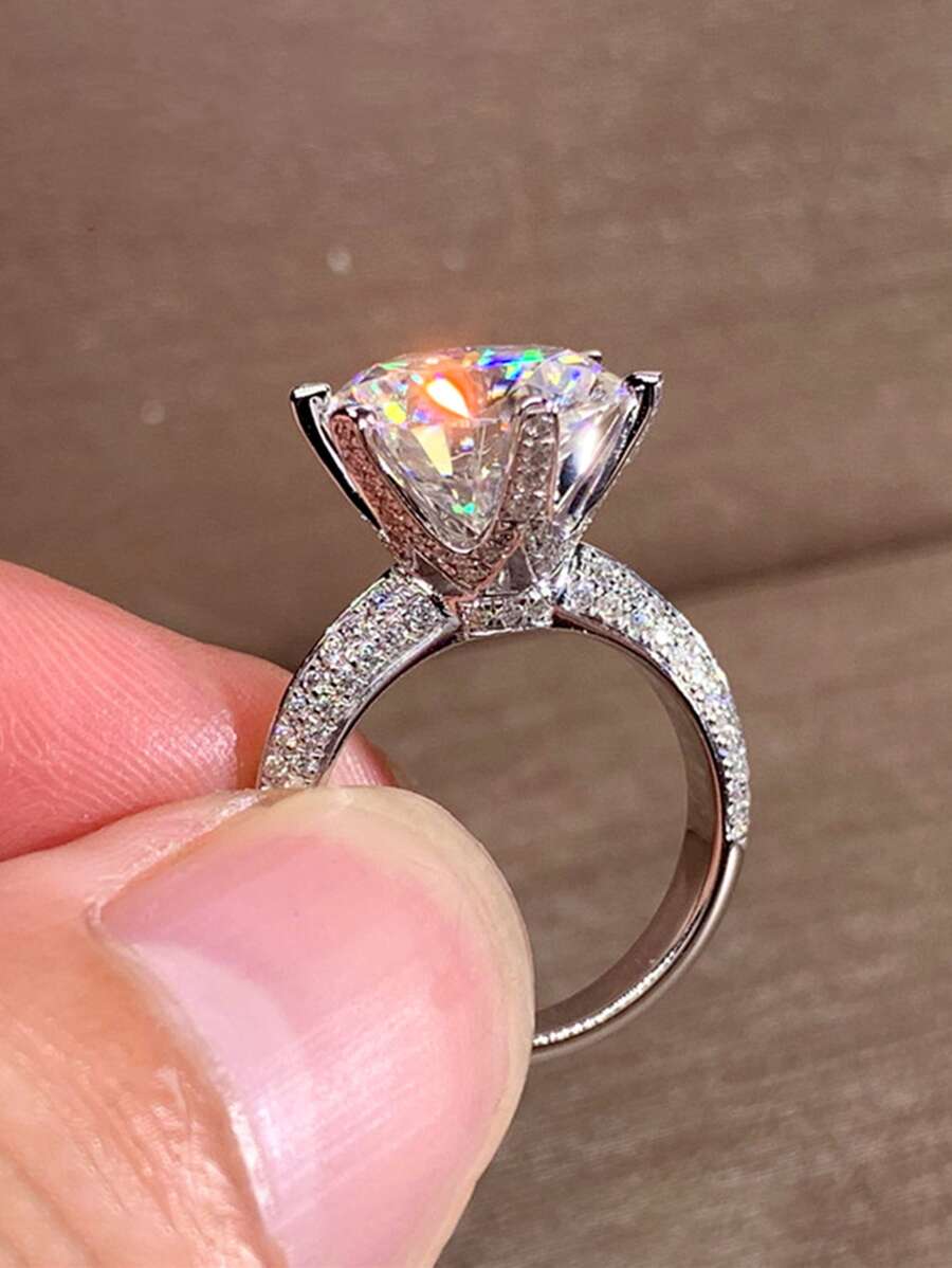 Nhẫn Trang Trí Đá Cubic Zirconia - Bạc - Xem 1