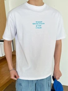 DAZY Men Cotton Letter Graphic Tee - White - View 1