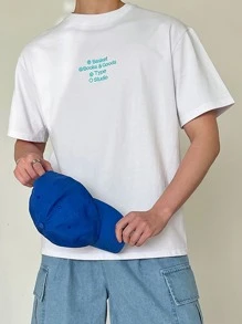 DAZY Men Cotton Letter Graphic Tee - White - View 3