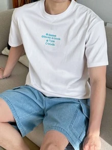 DAZY Men Cotton Letter Graphic Tee - White - View 6