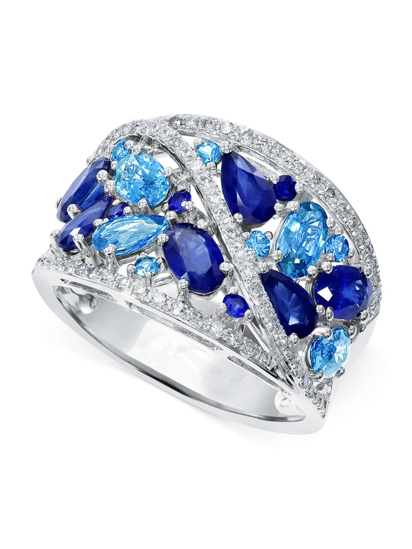 Cubic Zirconia Decor Ring - Silver - View 1