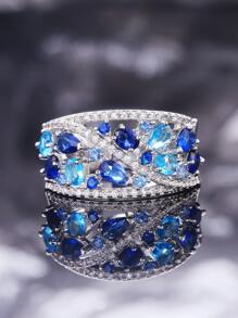 Cubic Zirconia Decor Ring - Silver - View 5