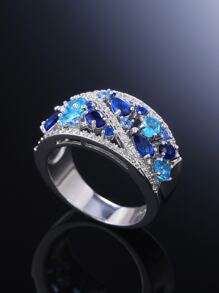 Cubic Zirconia Decor Ring - Silver - View 6