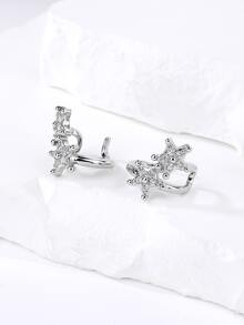 Cubic Zirconia Star Decor Ear Cuffs - White - View 1