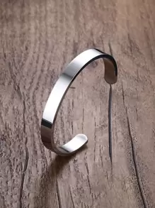 MONALLY Men Minimalist Cuff Bangle - Silver - View 1