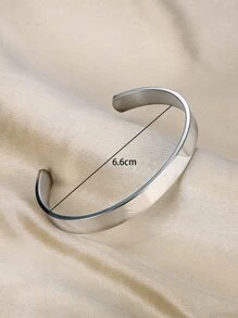 MONALLY Men Minimalist Cuff Bangle - Silver - View 3