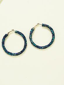 Bông tai vòng trang trí sequin - Màu xanh hải quân - Xem 3