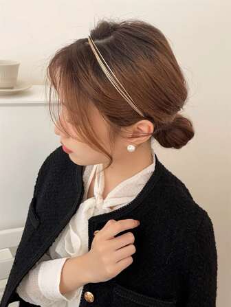 Gata 1st Dam Minimalistiskt Enfärgat Gyllene Elegant Pannband, Guld Huvudbonad, Hårband, Hårringar Pannband Håraccessoarer