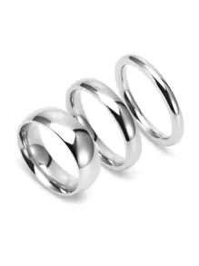 3pcs/set Solid Minimalist Ring - Silver - View 2
