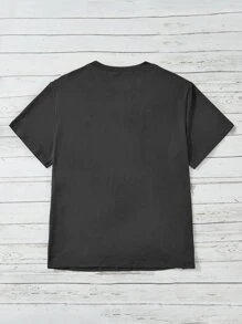 SHEIN LUNE Áo thun Plus size Đồ họa Slogan Giải trí - màu đen - Xem 2