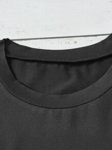 SHEIN LUNE Áo thun Plus size Đồ họa Slogan Giải trí - màu đen - Xem 4