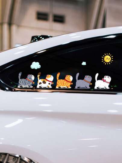 1PC Cat Pattern PVC Car Sticker | مقاس: حجم واحد