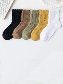 Chicas 5 pares Calcetines de tripulación unicolor casual - Multicolor - Ver 4