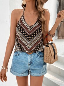 SHEIN VCAY Áo khoác và áo lót dành cho xe tăng nữ Hoa Tất cả trên in Boho - Nhiều màu - Xem 2