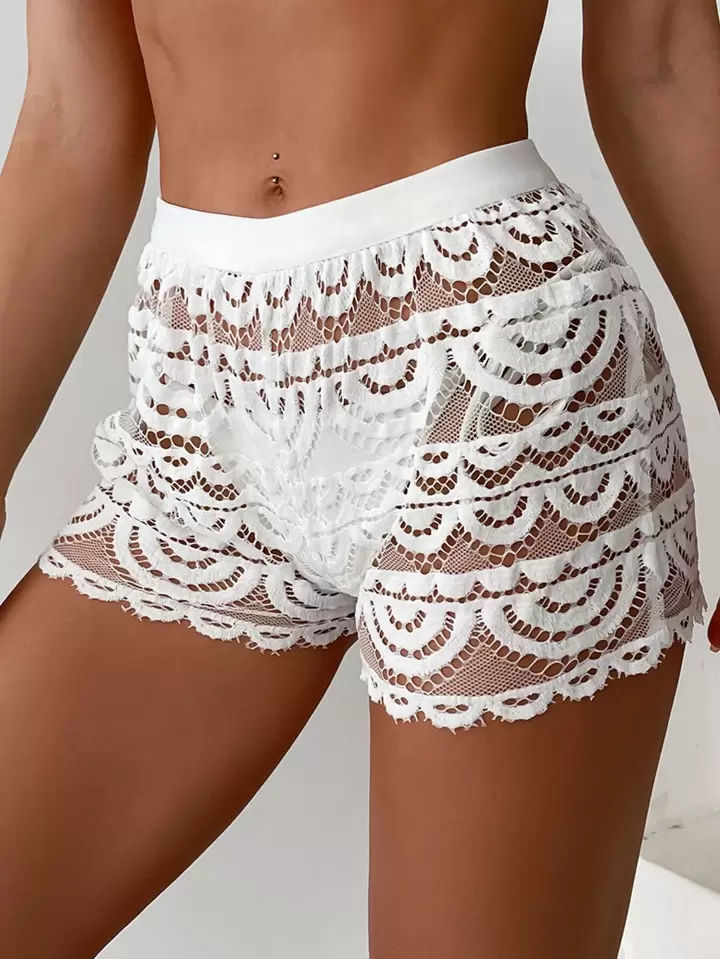 Lace shorts cover up shop