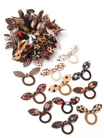 50pcs Toddler Girls Bow Decor Casual Hair Tie