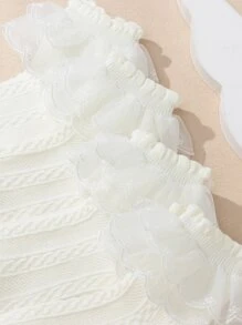 4雙小女童荷葉邊休閒短襪 - 米色 - 查看 4