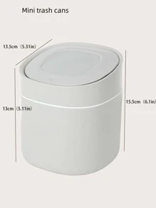1pc Solid Color Desktop Garbage Can - Grey - View 2