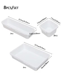 8 件纯色抽屉式收纳盒万圣节装饰品万圣节服装秋季装饰节日装饰 - 白色 - 查看 2