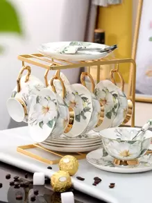 1set Iron Dish Rack, Multifunction Solid Color Golden Cup Storage Rack For Kitchen - Gold - View 1