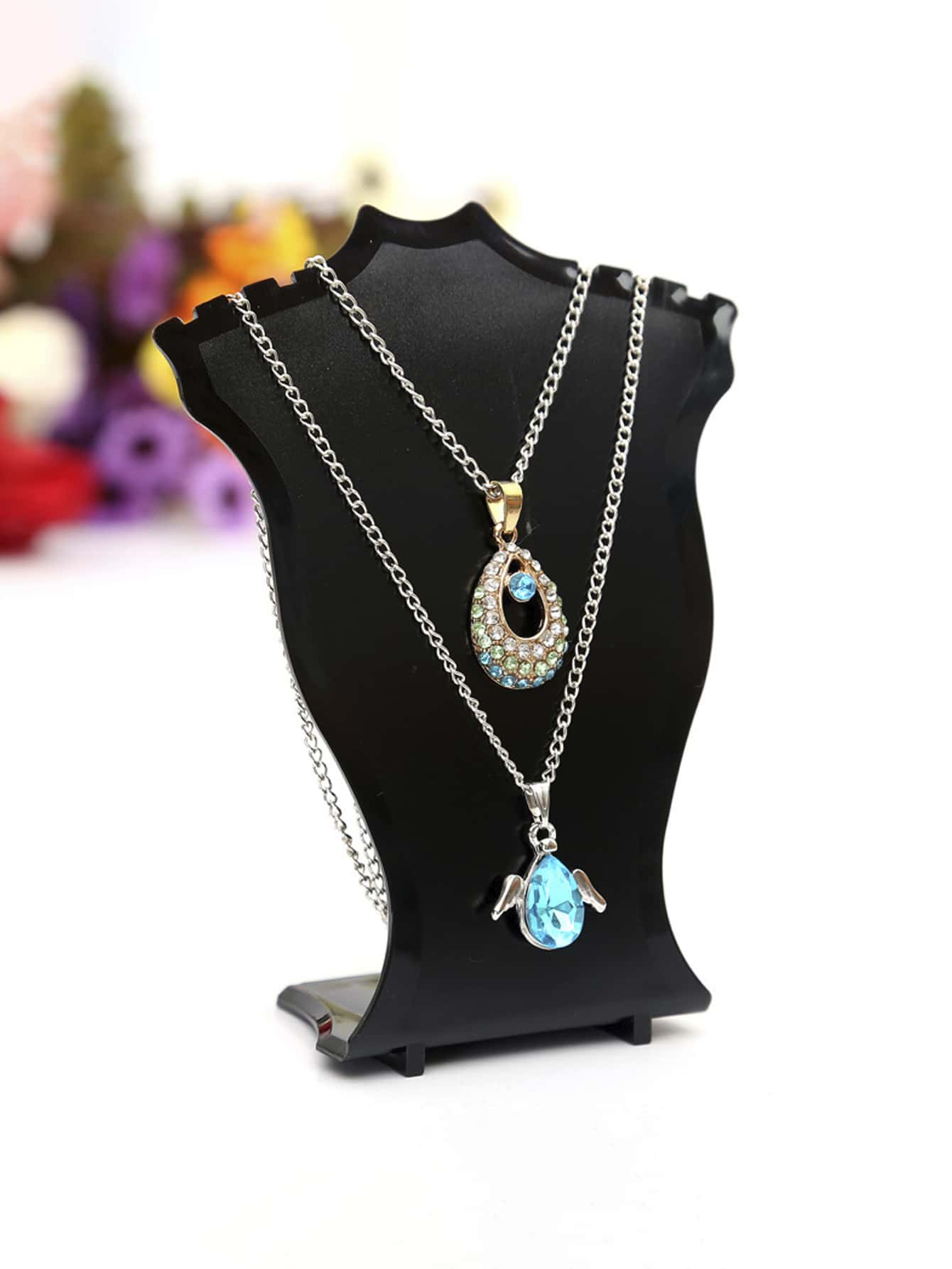 1入组首飾展示架家用首飾塔架 - 黑色 - 查看 1