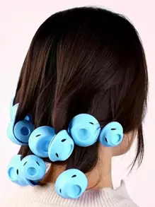 10pcs Smilco Silicone Curlers Set, Including 5 Large And 5 Small Sizes, Suitable For Women And Girls - Blue - View 2