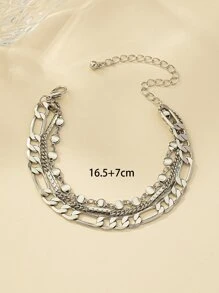 Minimalist Layered Bracelet - Silver - View 3