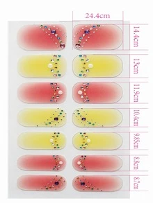 1 hoja Pegatina de arte de uña de ombré & 1 pieza lima de uñas - Multicolor - Ver 3
