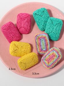 4pairs/set Textured Stud Earrings - Multicolor - View 3