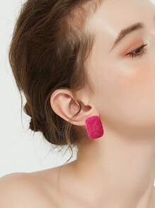4pairs/set Textured Stud Earrings - Multicolor - View 4