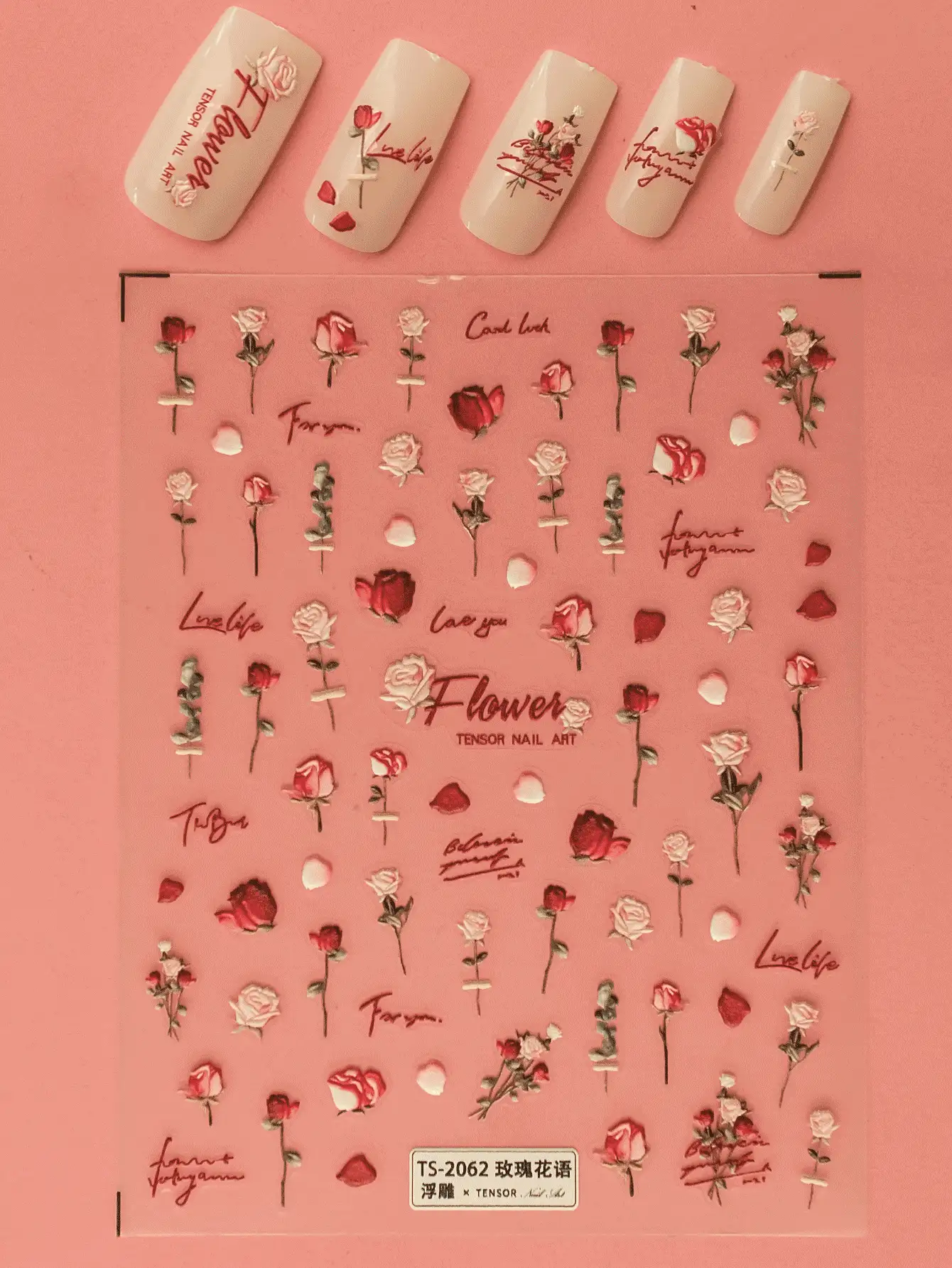 1 tấm Nhãn dán móng tay họa tiết hoa - Nhiều màu - Xem 2