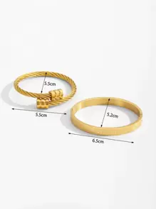 2pcs/set Men Roman Numeral Detail Bracelet, Stainless Steel Jewelry