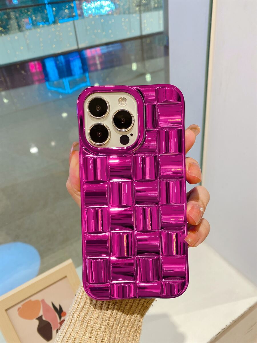 Plaid Embossed Electroplated Phone Case
