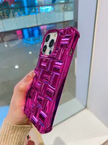 Plaid Embossed Electroplated Phone Case