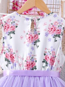 SHEIN Đầm Gái Tương phản Mesh Xù Hoa Dễ thương - Nhiều màu - Xem 6