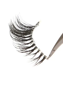 Himirell 7pairs/Set Cat Eye Style Cross Natural Short False Eyelashes With Clear Stalks, Daily Makeup Essentials Strip Lashes,Lashes,Eyelashes,Fake Lashes - Black - View 5